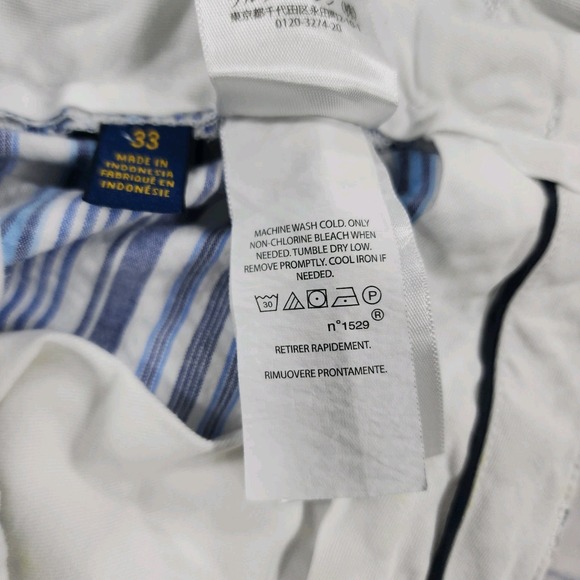 Polo Ralph Lauren Shorts MENS 33 Blue White Stripe Stretch Classic Fit Pony Logo - Picture 10 of 12